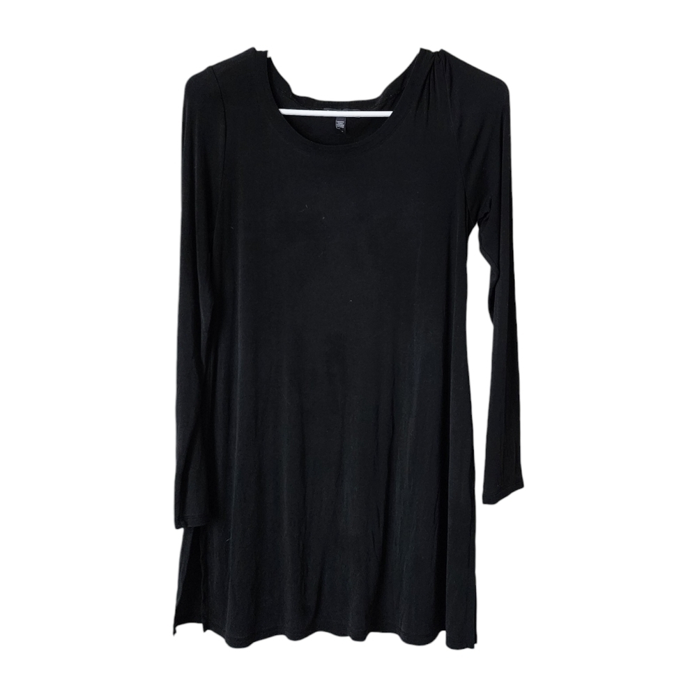 EILEEN FISHER‎ long line long sleeve black silk blouse size S